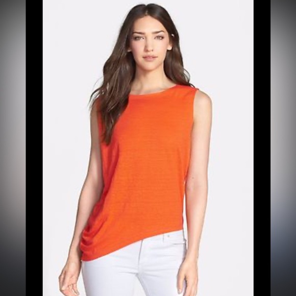 Eileen Fisher Organic Linen Asymmetrical Hem Top - Picture 1 of 5